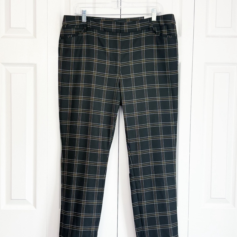 NWT White House Black Market Preppy Check Print Slim Ankle Pants 14